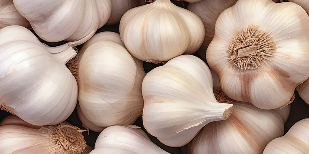 Nahaufnahme mehrerer Knoblauch-Knollen