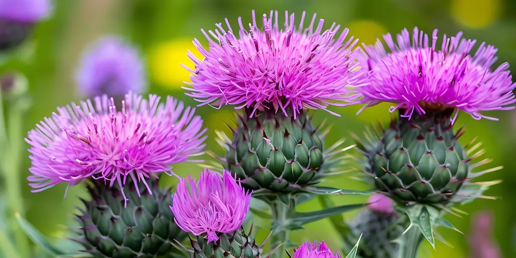 Detail-Aufnahme von Mariendistel-Blüten