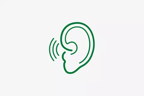 Icon Ohr mit Schallwellen