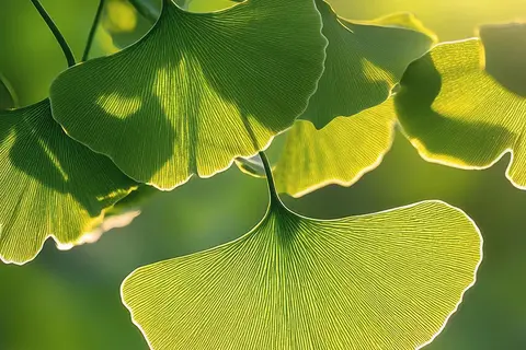 Detail-Ansicht von Ginkgo-Blättern