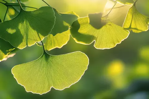 Detail-Ansicht von Ginkgo-Blättern