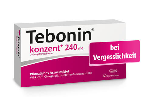 Packungsabbildung Tebonin® konzent® bei Vergesslichkeit