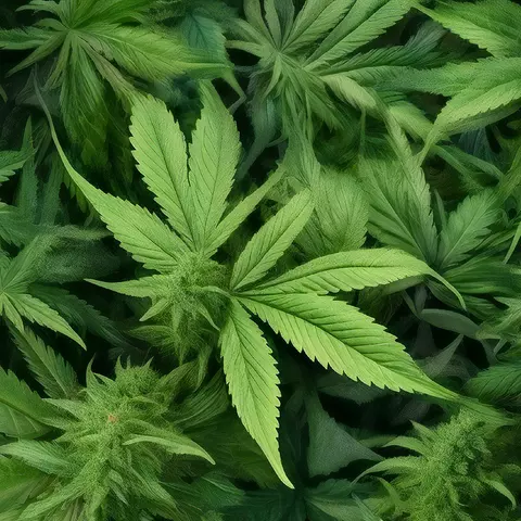 Detail-Ansicht von Cannabispflanzen