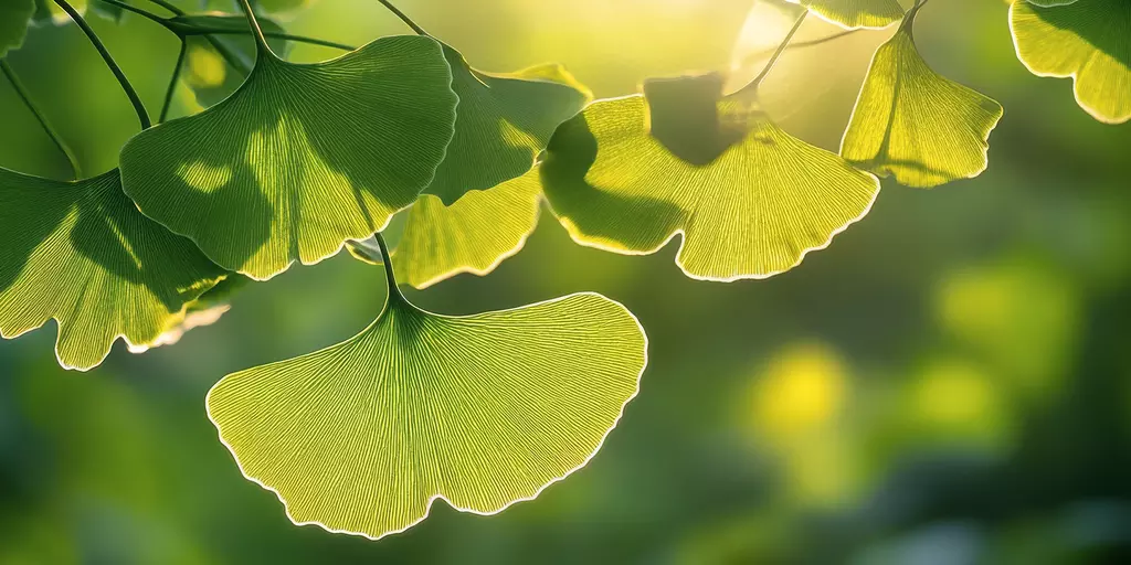 Detail-Ansicht von Ginkgo-Blättern
