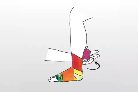 Wicklung des Venenverbandes Stufe 6