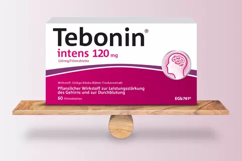 Produktabbildung von Tebonin® intens auf einer Wippe