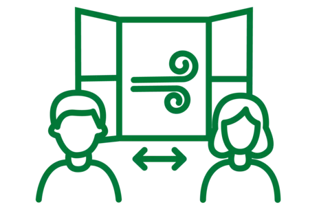Grafik Abstand halten und Lüften