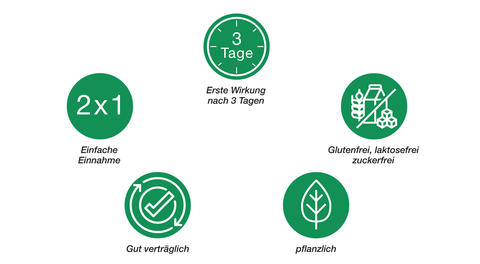 Icons mit Informationen zur Einnahme von Vitango®