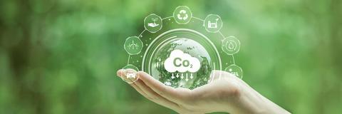 Grafik zeigt einen nachhaltigen Kreislaufs mit Co2 und anderen Einflussfaktoren