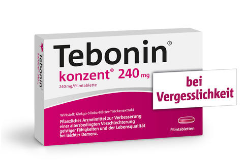 Packungsabbildung Tebonin® konzent® bei Vergesslichkeit