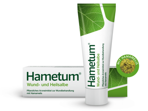Packungsabbildung der Hametum® Wund- und Heilsalbe mit Hamamelis-Störer