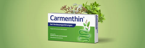 Carmenthin Packung mit Kümmel- und Pfefferminzpflanzen