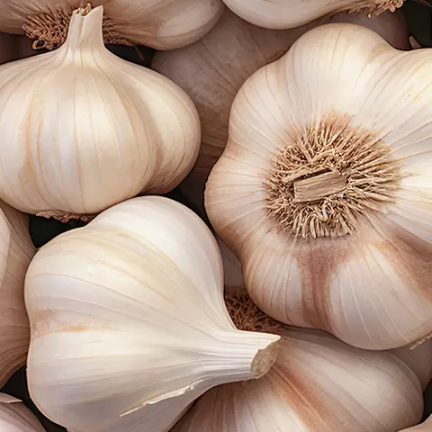 Nahaufnahme mehrerer Knoblauch-Knollen
