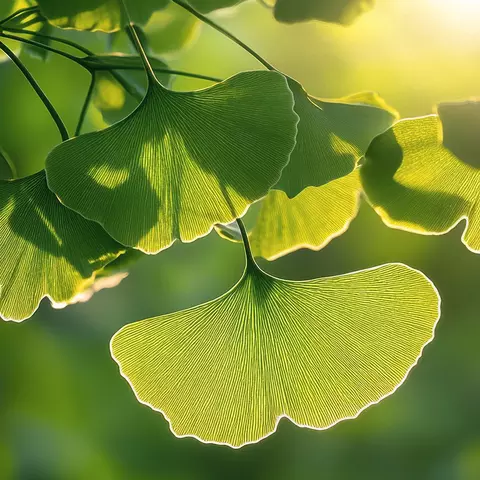 Detail-Ansicht von Ginkgo-Blättern